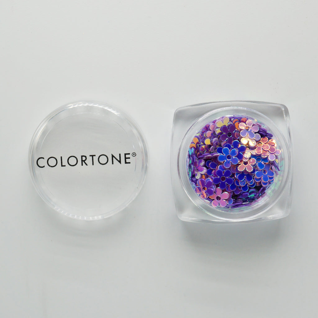Purple & Lilac Flowers - Inlay Glitter Potje | Colortone